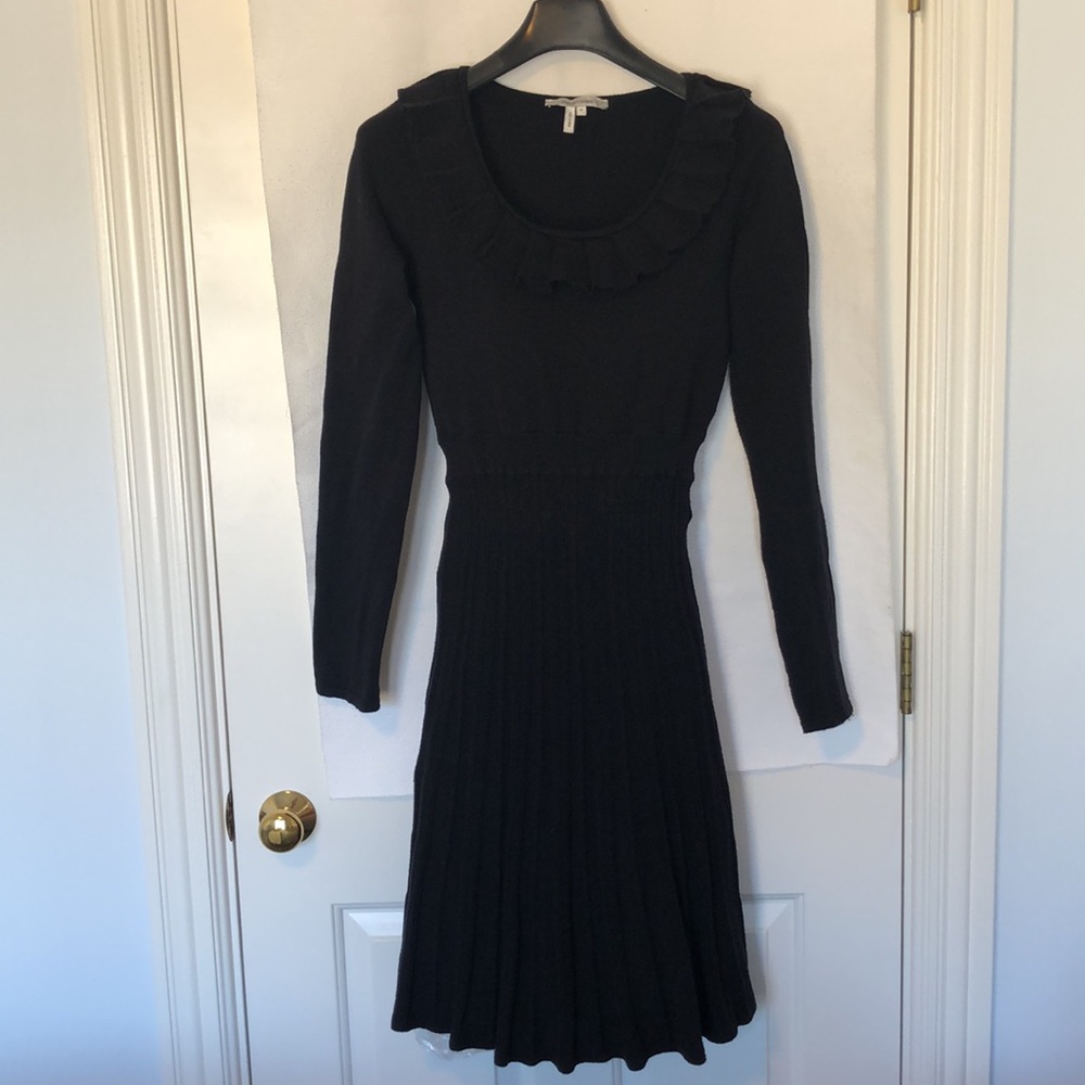 Max & Cleo Pleated Sweater Dress, Black, M